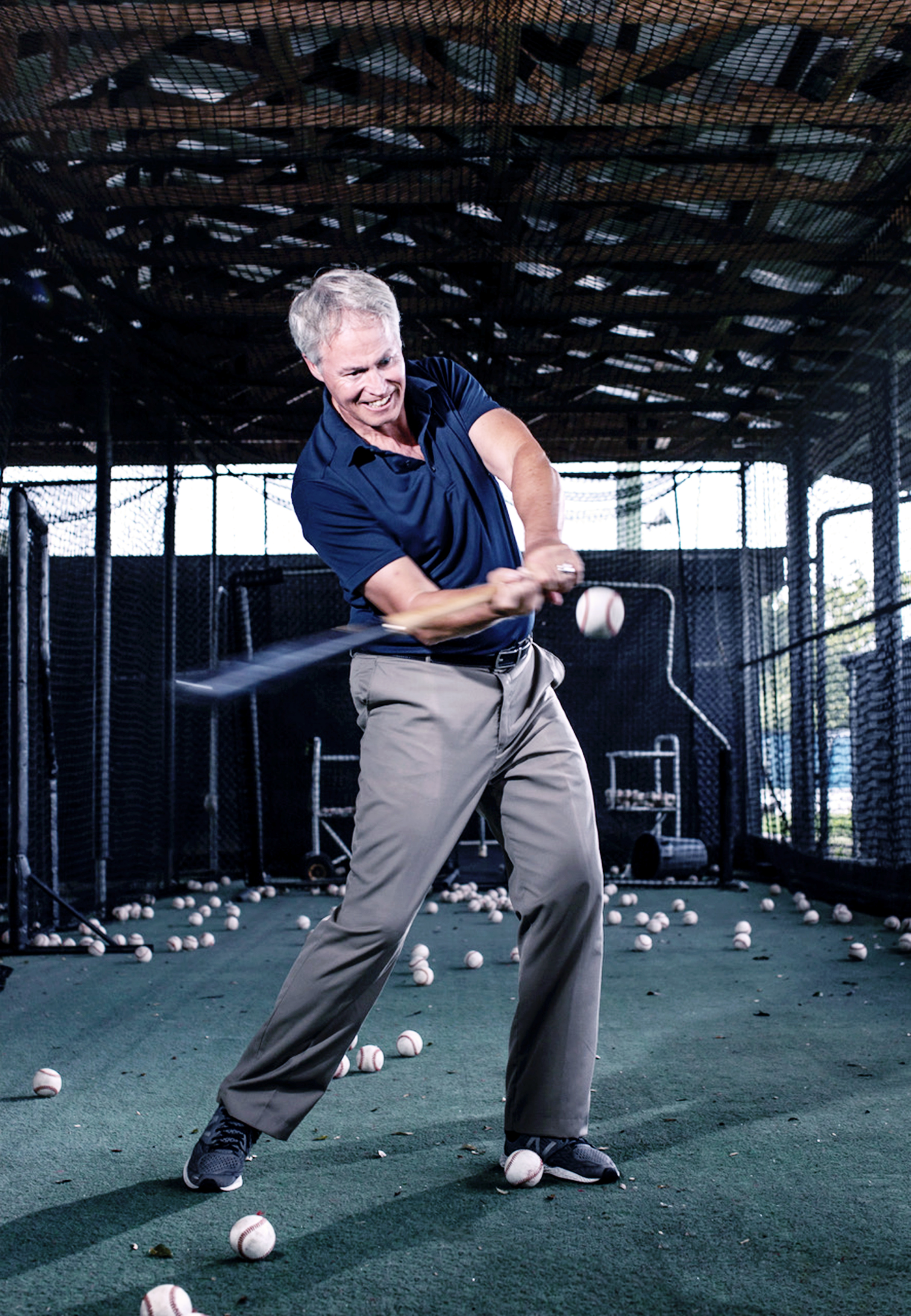 Dr. Tom Hanson in the batting cage